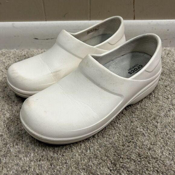 Crocs Neria Pro II Clog Comfort Shoes Women's Size 8 White Slip‎ Resistant - Picture 1 of 9